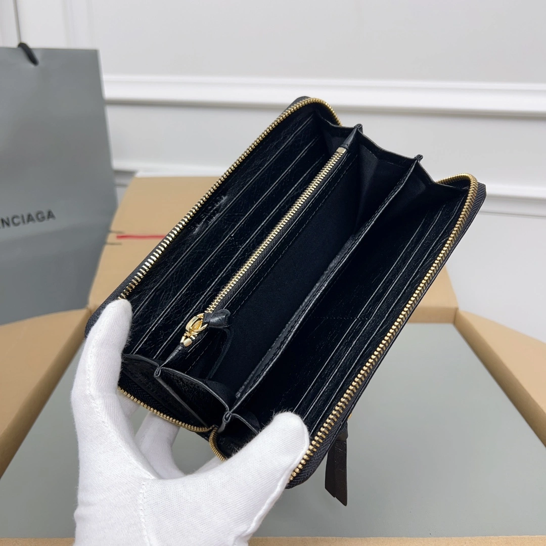 FreshLook Balenciaga Vintage Zipper Motorcycle Wallet with Card Holder 60827