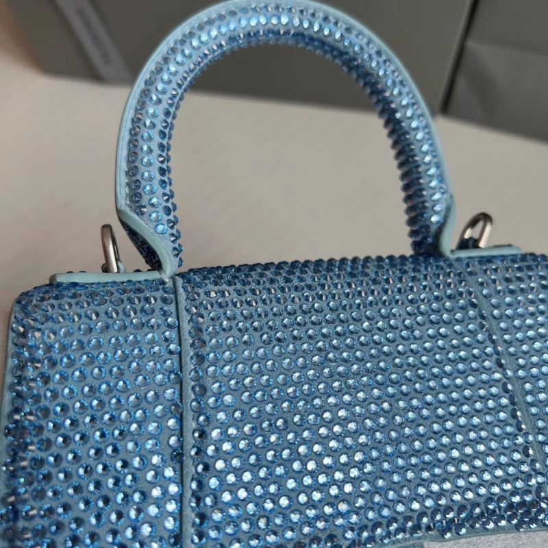 Balenciaga Water Blue Rhinestone Hourglass Bag with B-Clasp HighQuality 70055