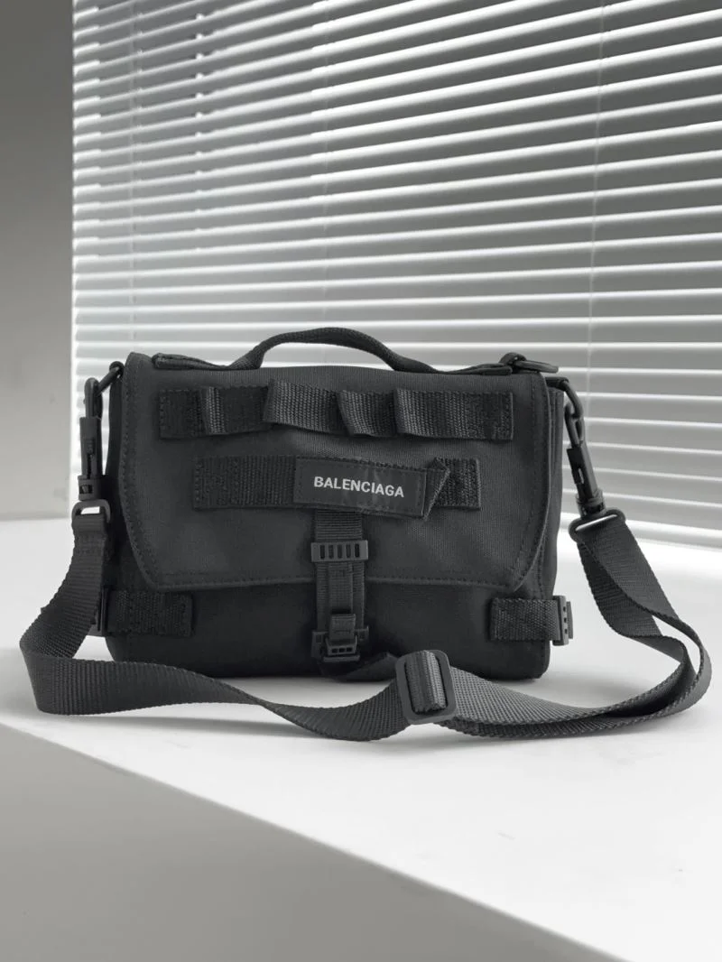 Balenciaga Waterproof Nylon Army Black Messenger Bag AllSeason 38241