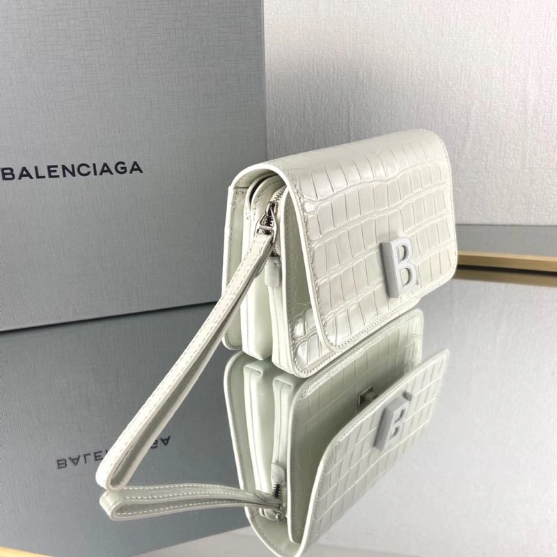 Youthful Balenciaga White Crocodile Embossed Big B Luxury Box Bag 78360