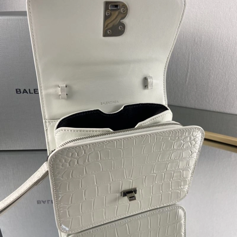 Youthful Balenciaga White Crocodile Embossed Big B Luxury Box Bag 78360