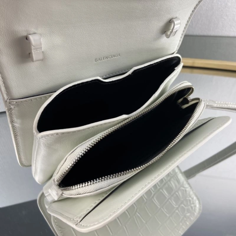 Youthful Balenciaga White Crocodile Embossed Big B Luxury Box Bag 78360