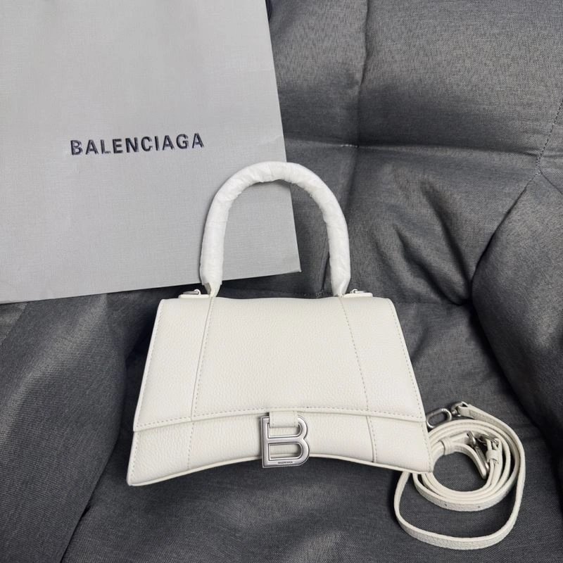 Modern Balenciaga White Lychee Hourglass Crescent Bag -  S Size 70011