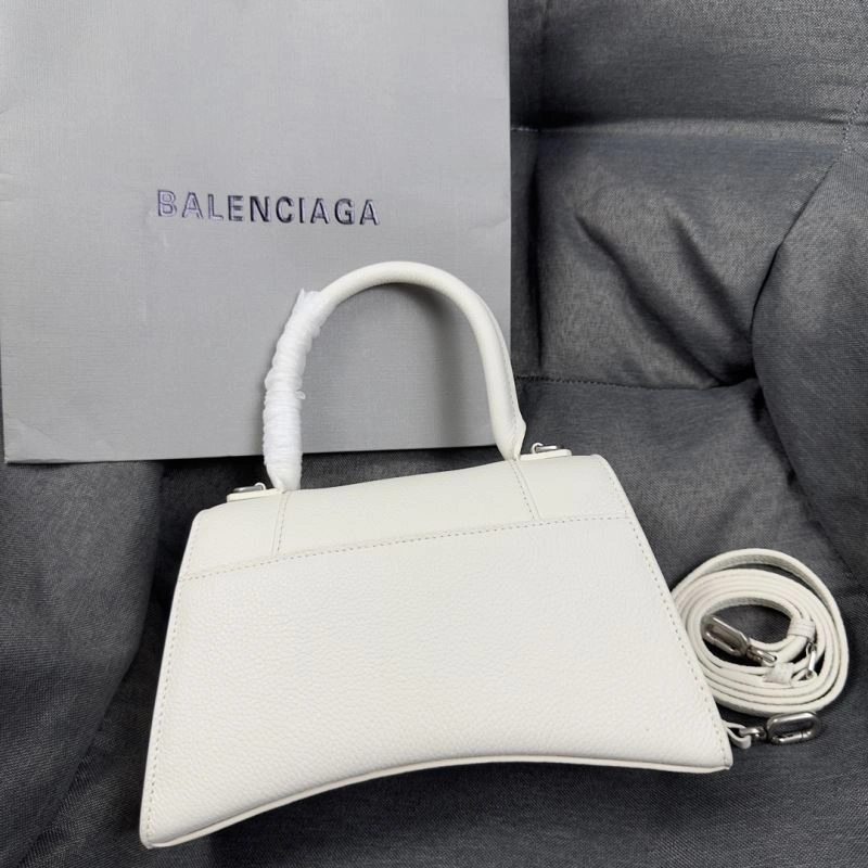 Modern Balenciaga White Lychee Hourglass Crescent Bag -  S Size 70011