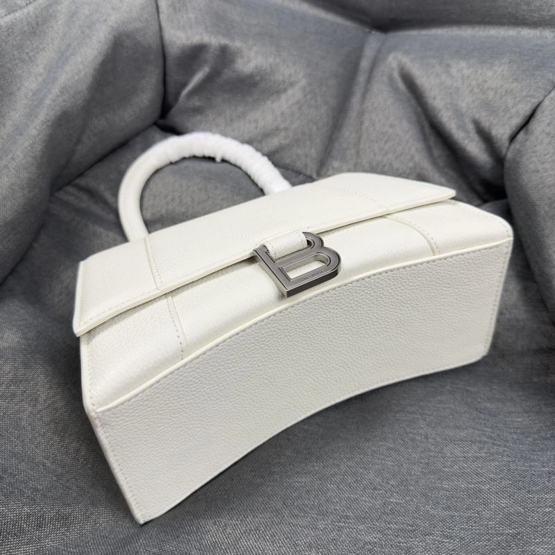 Modern Balenciaga White Lychee Hourglass Crescent Bag -  S Size 70011