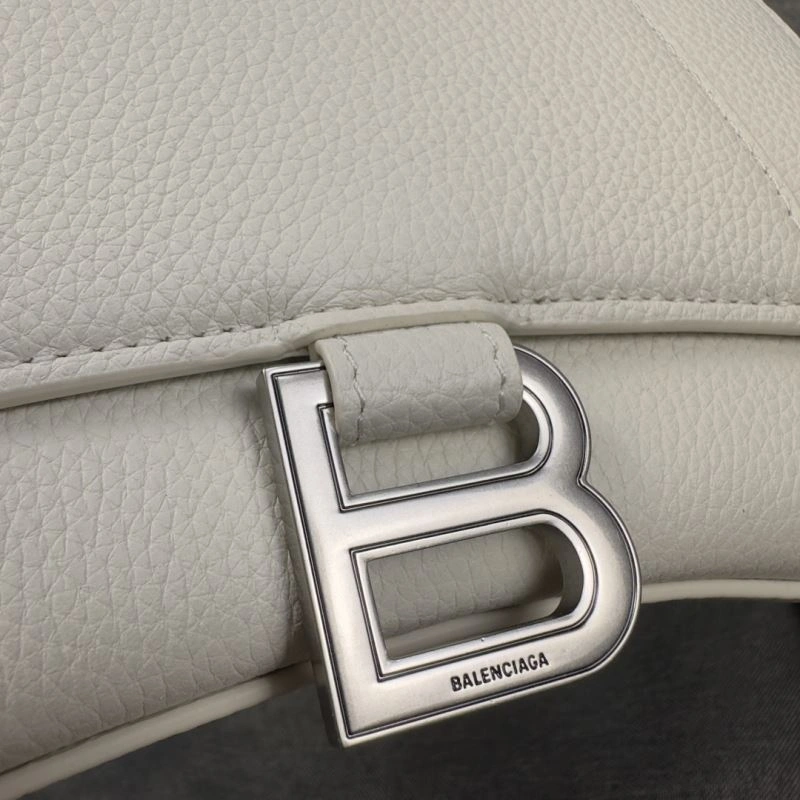 Modern Balenciaga White Lychee Hourglass Crescent Bag -  S Size 70011