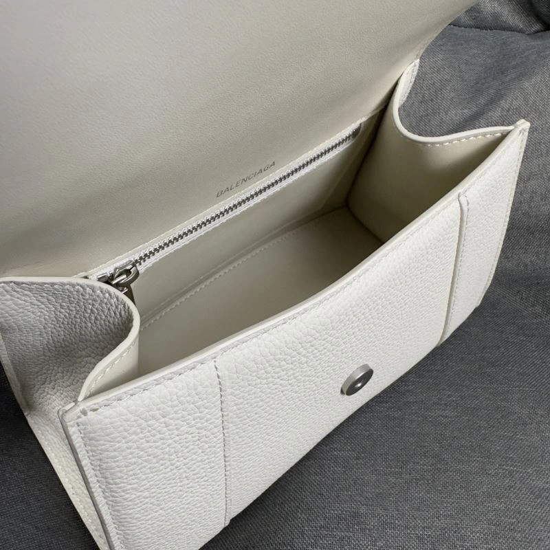 Modern Balenciaga White Lychee Hourglass Crescent Bag -  S Size 70011