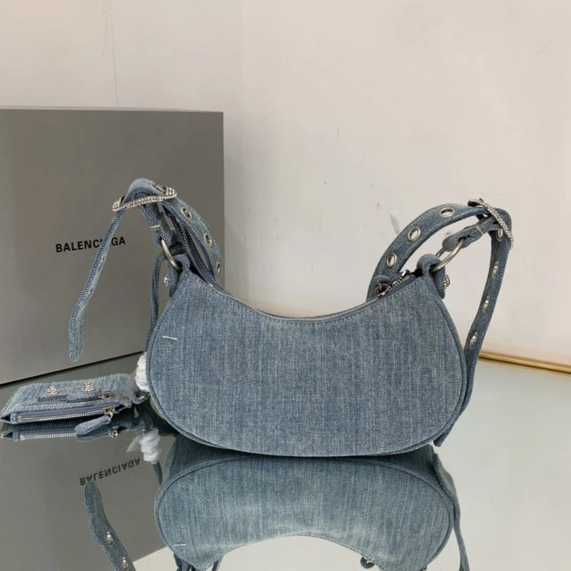 Functional Balenciaga XS Denim Dumpling Bag - Retro Rock  Underarm Style 78836