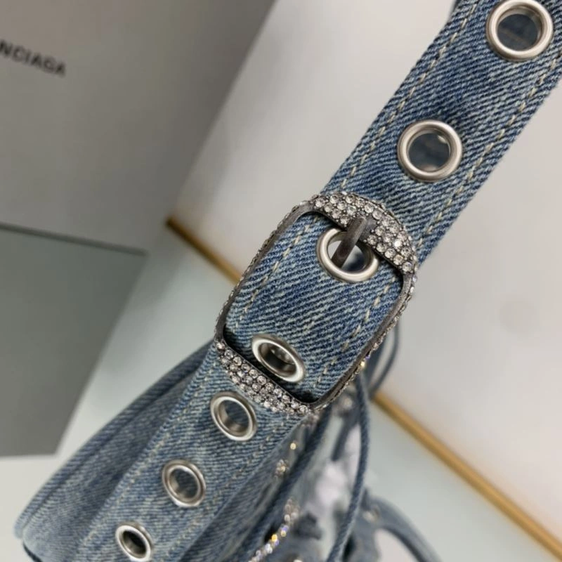 Functional Balenciaga XS Denim Dumpling Bag - Retro Rock  Underarm Style 78836