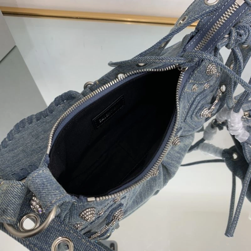Functional Balenciaga XS Denim Dumpling Bag - Retro Rock  Underarm Style 78836