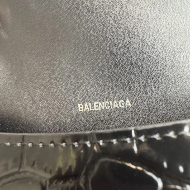 Chic Balenciaga XS Hourglass Bag - Black Silver Crocodile Edition 69977