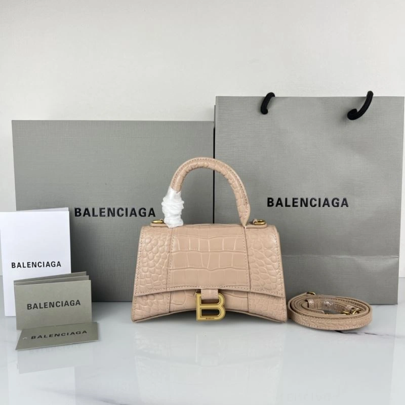 Stylish Balenciaga XS Hourglass Bag in Naked Pink Crocodile Pattern 78744