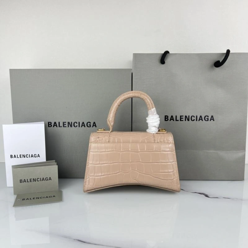 Stylish Balenciaga XS Hourglass Bag in Naked Pink Crocodile Pattern 78744