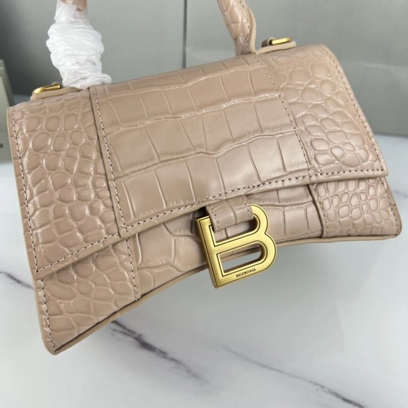 Stylish Balenciaga XS Hourglass Bag in Naked Pink Crocodile Pattern 78744