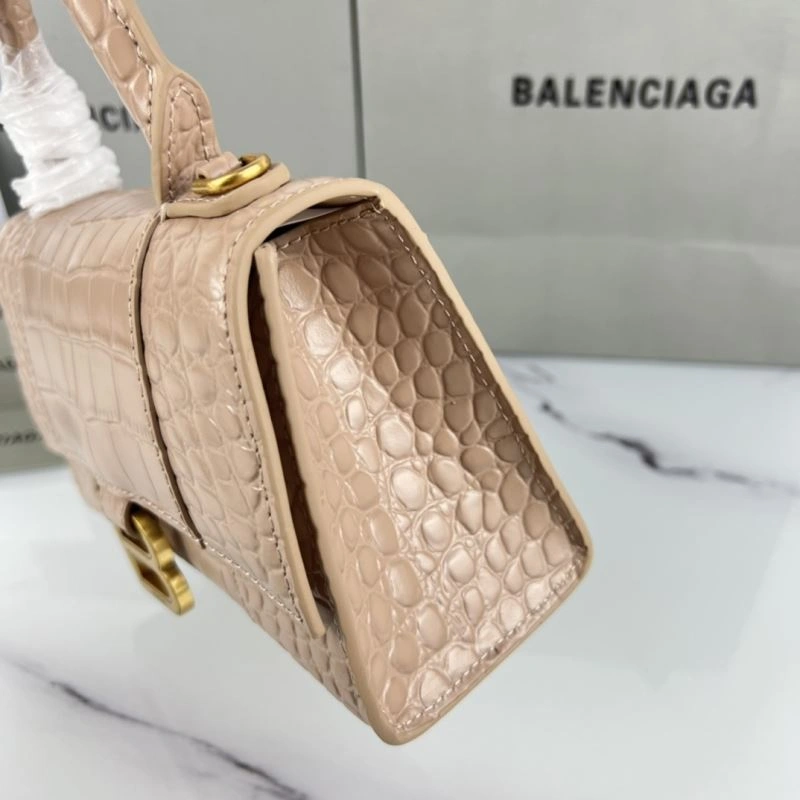 Stylish Balenciaga XS Hourglass Bag in Naked Pink Crocodile Pattern 78744