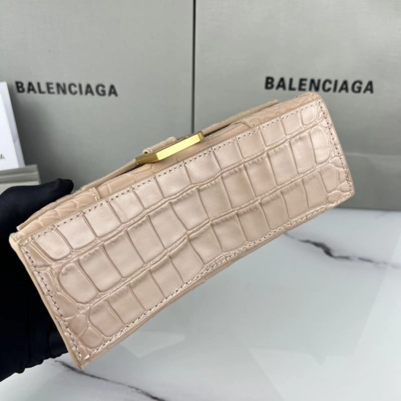 Stylish Balenciaga XS Hourglass Bag in Naked Pink Crocodile Pattern 78744