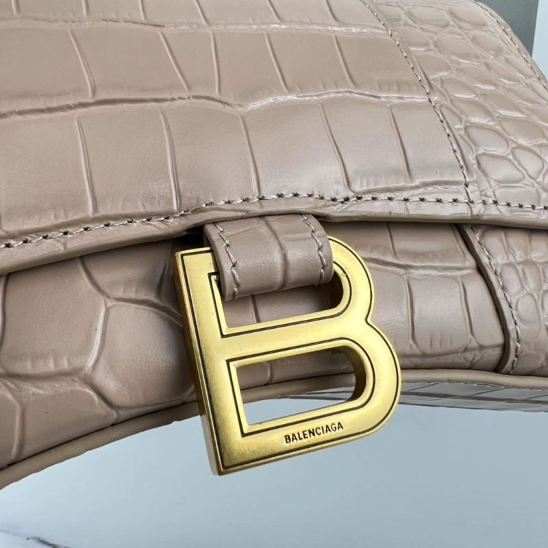 Stylish Balenciaga XS Hourglass Bag in Naked Pink Crocodile Pattern 78744