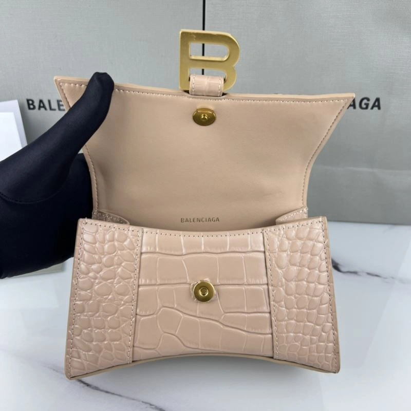 Stylish Balenciaga XS Hourglass Bag in Naked Pink Crocodile Pattern 78744