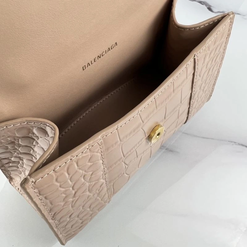 Stylish Balenciaga XS Hourglass Bag in Naked Pink Crocodile Pattern 78744