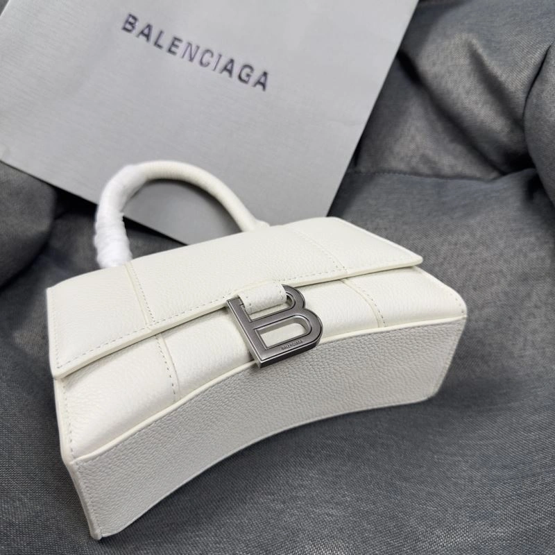 Comfortable Balenciaga XS Hourglass Bag in White Lychee Pattern 69983