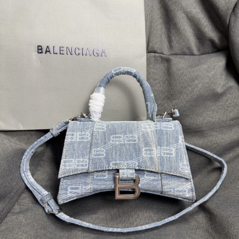 Elegant Balenciaga XS Hourglass Blue Denim Crescent Bag 70016