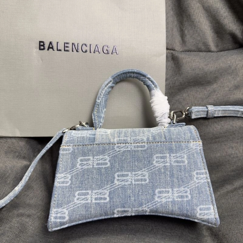 Elegant Balenciaga XS Hourglass Blue Denim Crescent Bag 70016