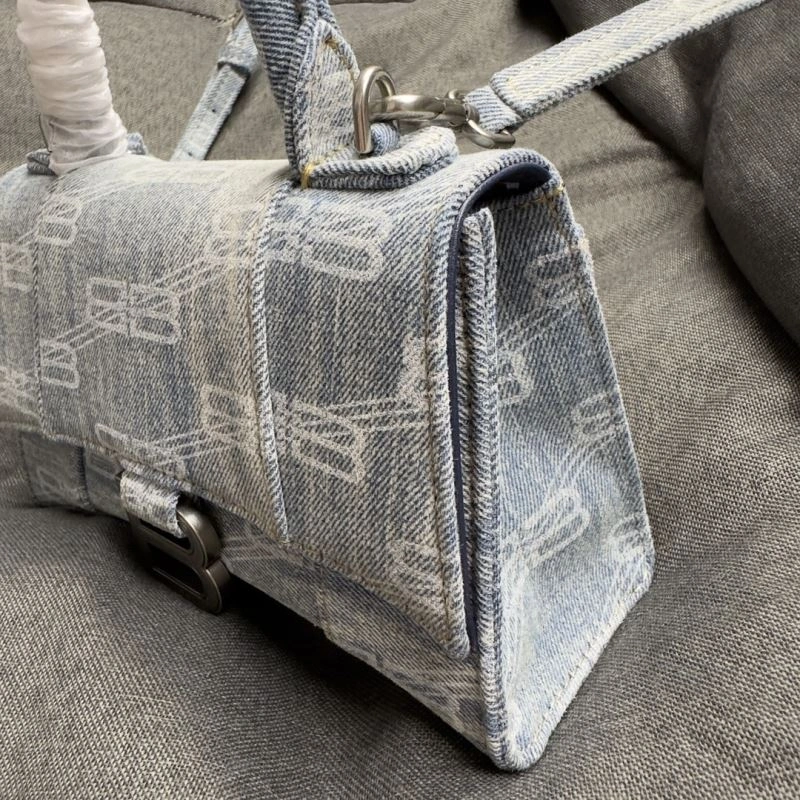 Elegant Balenciaga XS Hourglass Blue Denim Crescent Bag 70016