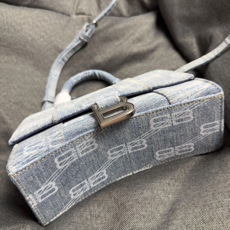 Elegant Balenciaga XS Hourglass Blue Denim Crescent Bag 70016