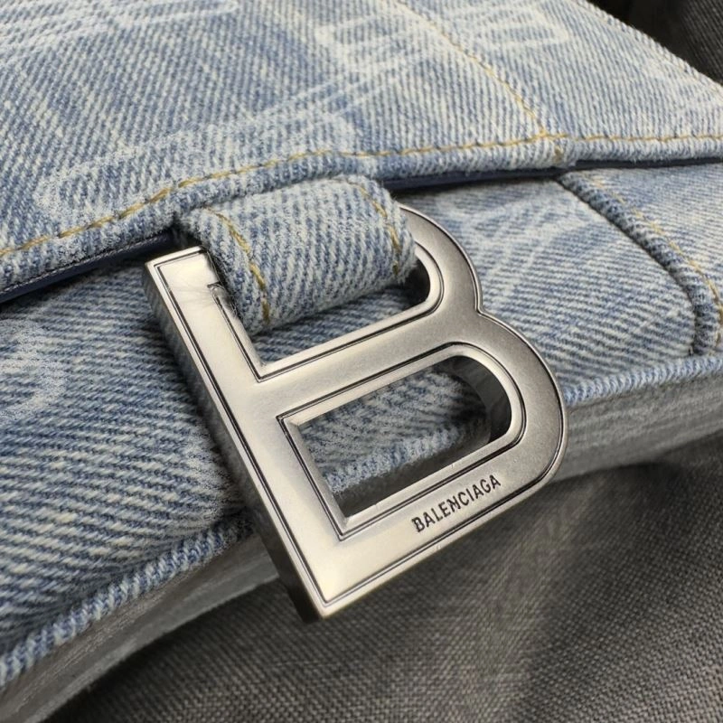 Elegant Balenciaga XS Hourglass Blue Denim Crescent Bag 70016