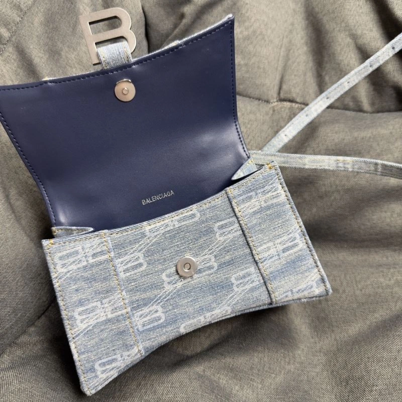 Elegant Balenciaga XS Hourglass Blue Denim Crescent Bag 70016