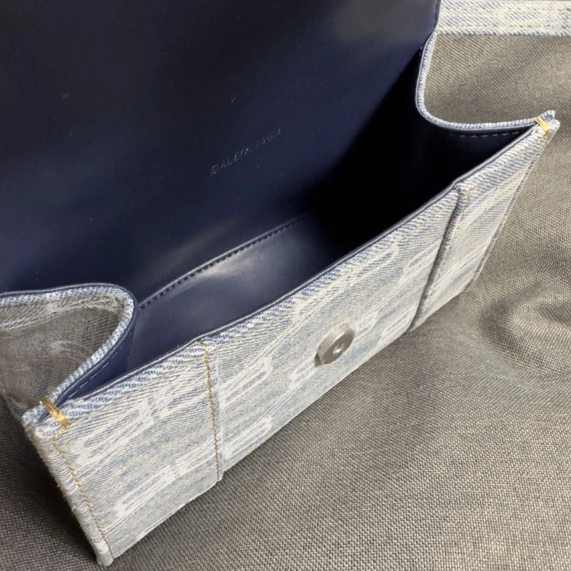 Elegant Balenciaga XS Hourglass Blue Denim Crescent Bag 70016