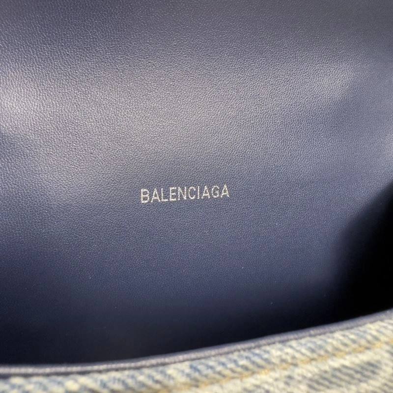Elegant Balenciaga XS Hourglass Blue Denim Crescent Bag 70016