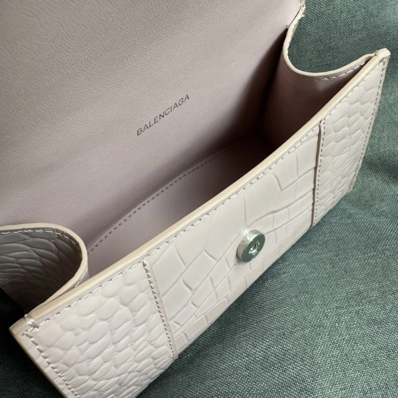 Casual Balenciaga XS Hourglass Blush Crocodile Bag with Silver Buckle 69997