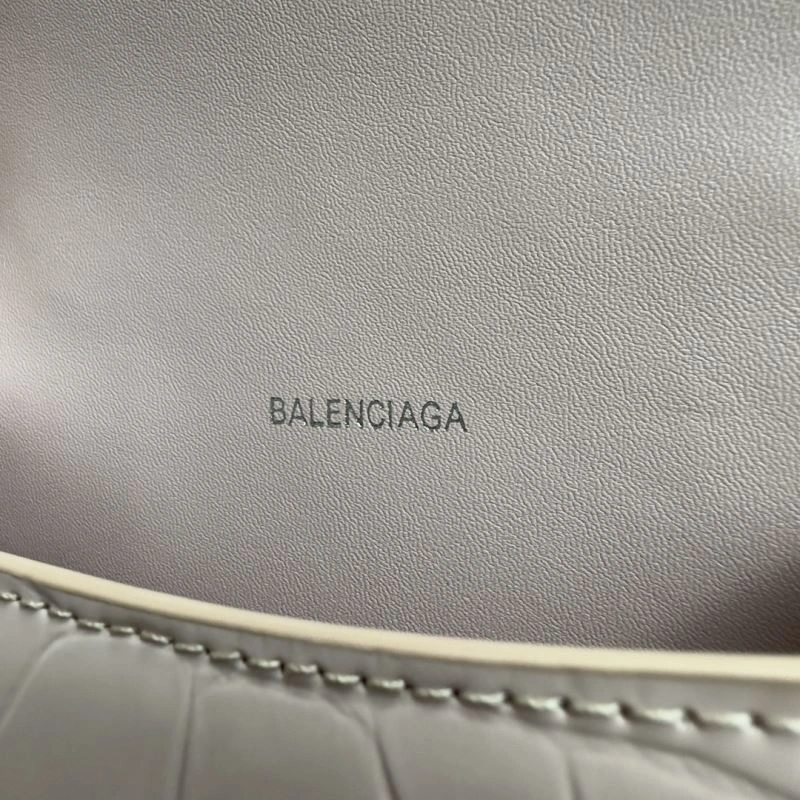 Casual Balenciaga XS Hourglass Blush Crocodile Bag with Silver Buckle 69997