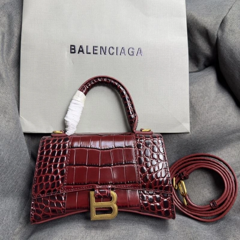 Balenciaga XS Hourglass Crocodile Bag with Gold Buckle Fashionable 70034