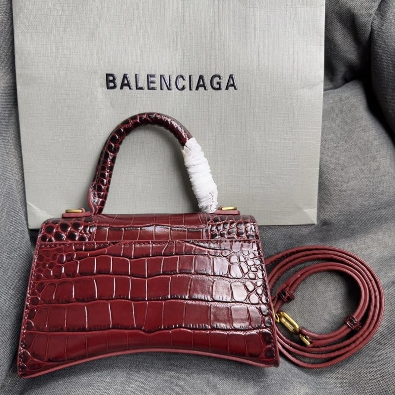Balenciaga XS Hourglass Crocodile Bag with Gold Buckle Fashionable 70034
