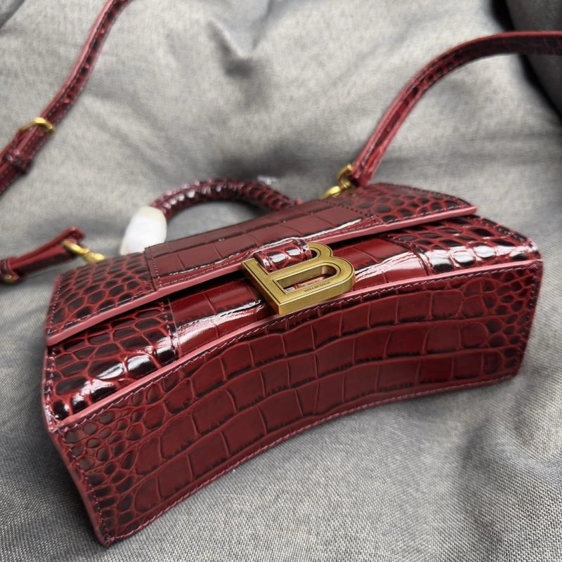 Balenciaga XS Hourglass Crocodile Bag with Gold Buckle Fashionable 70034