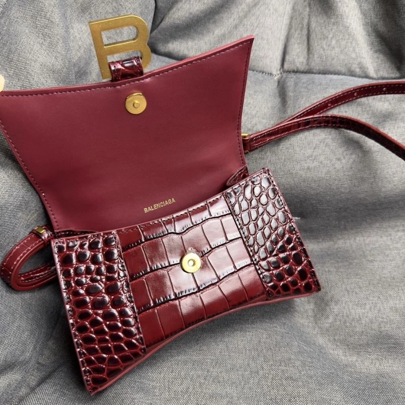Balenciaga XS Hourglass Crocodile Bag with Gold Buckle Fashionable 70034