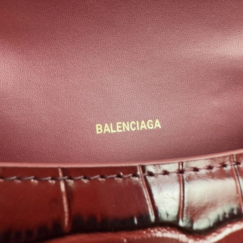 Balenciaga XS Hourglass Crocodile Bag with Gold Buckle Fashionable 70034