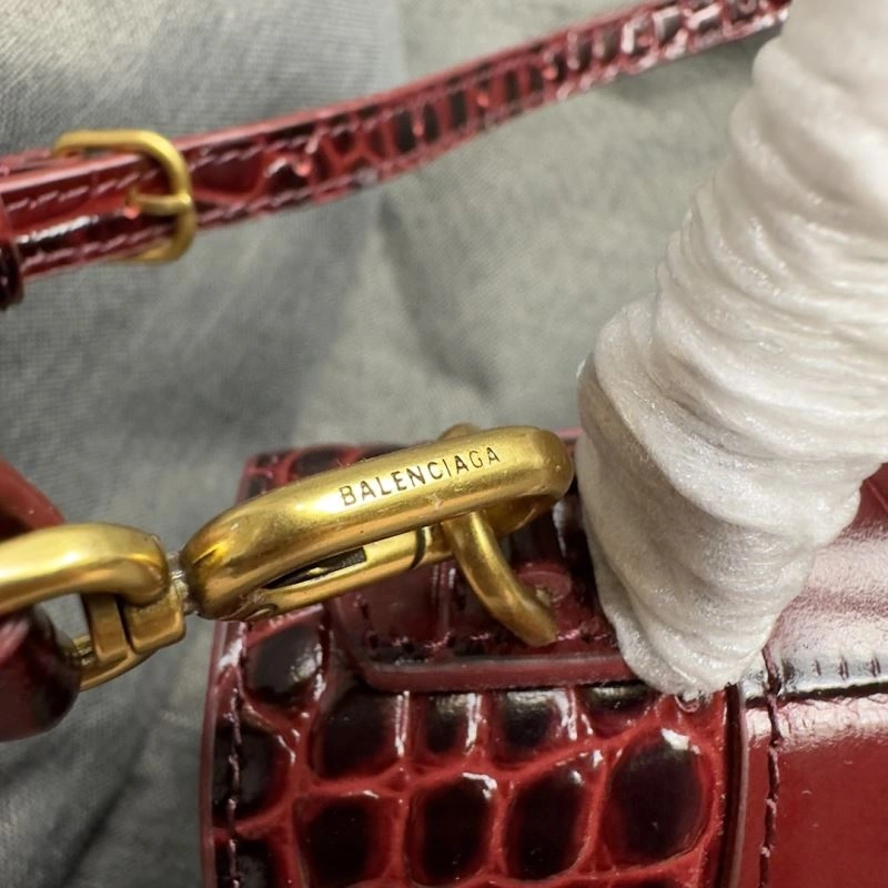 Balenciaga XS Hourglass Crocodile Bag with Gold Buckle Fashionable 70034