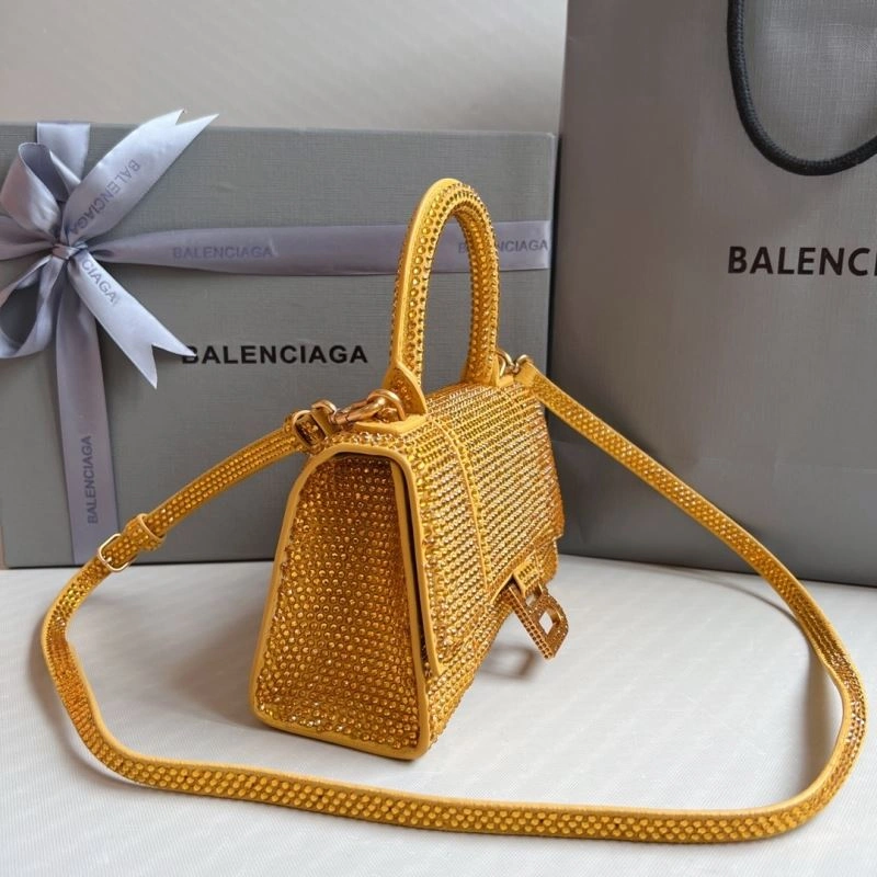Balenciaga XS Hourglass Studded Gold Bag with Lambskin Interior Breathable 70056