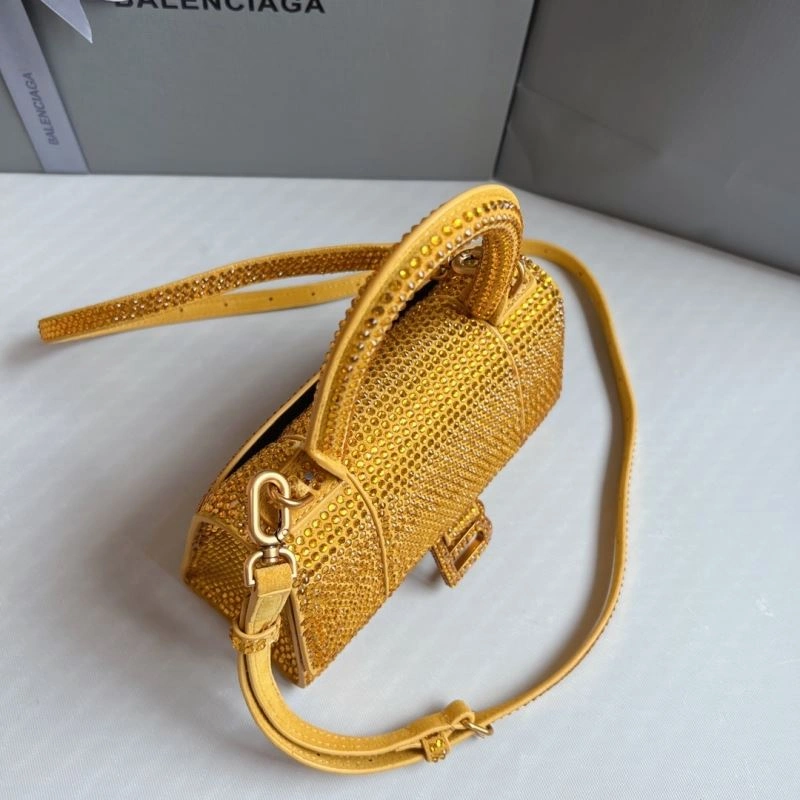 Balenciaga XS Hourglass Studded Gold Bag with Lambskin Interior Breathable 70056