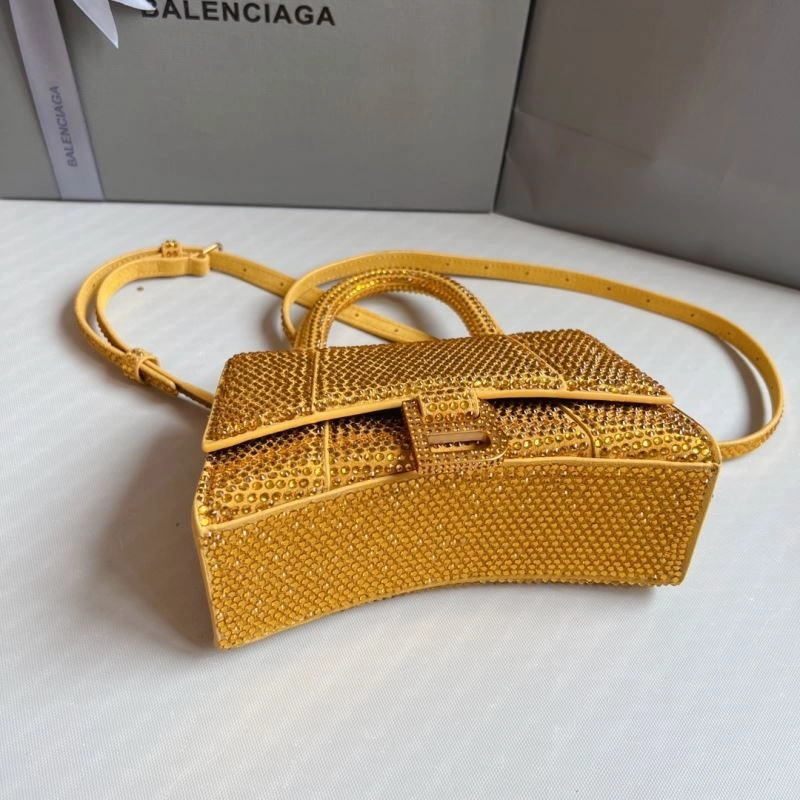 Balenciaga XS Hourglass Studded Gold Bag with Lambskin Interior Breathable 70056