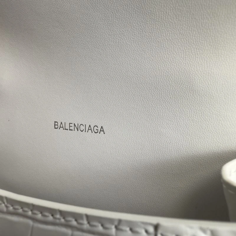 TechFriendly Balenciaga XS Hourglass White Crocodile Bag with Silver Buckle 69979