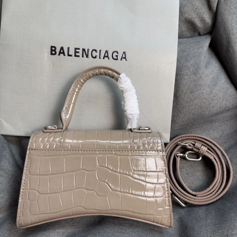 Comfortable Balenciaga XS Khaki Crocodile Hourglass Bag with Silver Buckle 69998