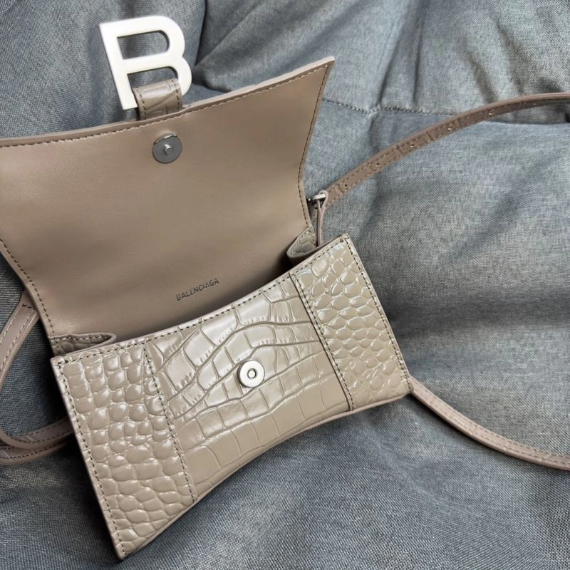 Comfortable Balenciaga XS Khaki Crocodile Hourglass Bag with Silver Buckle 69998