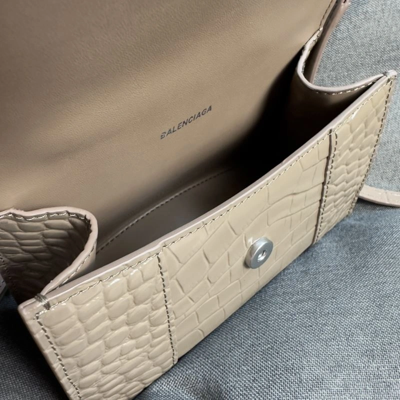Comfortable Balenciaga XS Khaki Crocodile Hourglass Bag with Silver Buckle 69998