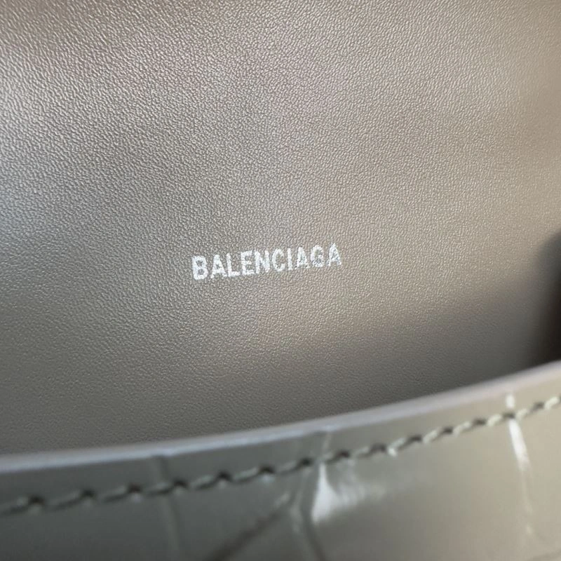 Comfortable Balenciaga XS Khaki Crocodile Hourglass Bag with Silver Buckle 69998