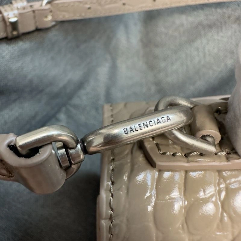 Comfortable Balenciaga XS Khaki Crocodile Hourglass Bag with Silver Buckle 69998