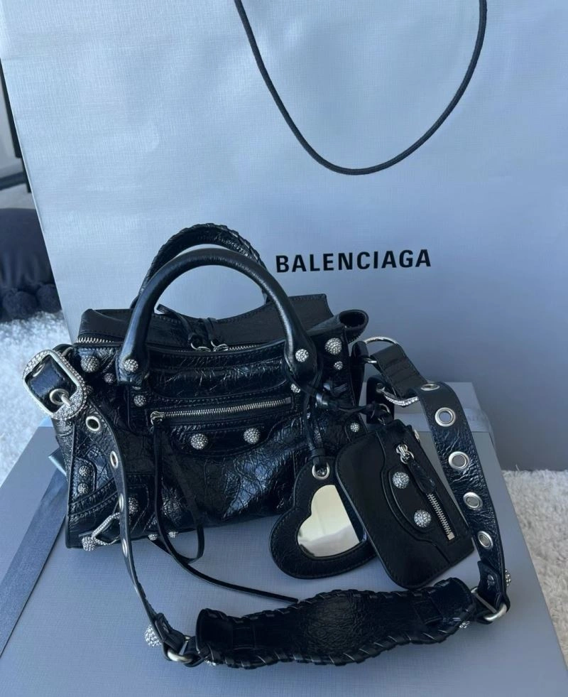 Balenciaga XS Le Cagole Neo City Handbag - Black Diamond Hardware Durable 78787
